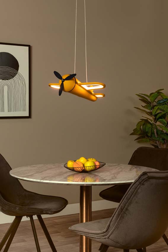 Lucide Fokker - Suspension enfant - LED - 1x28W 2500K - Fer gris