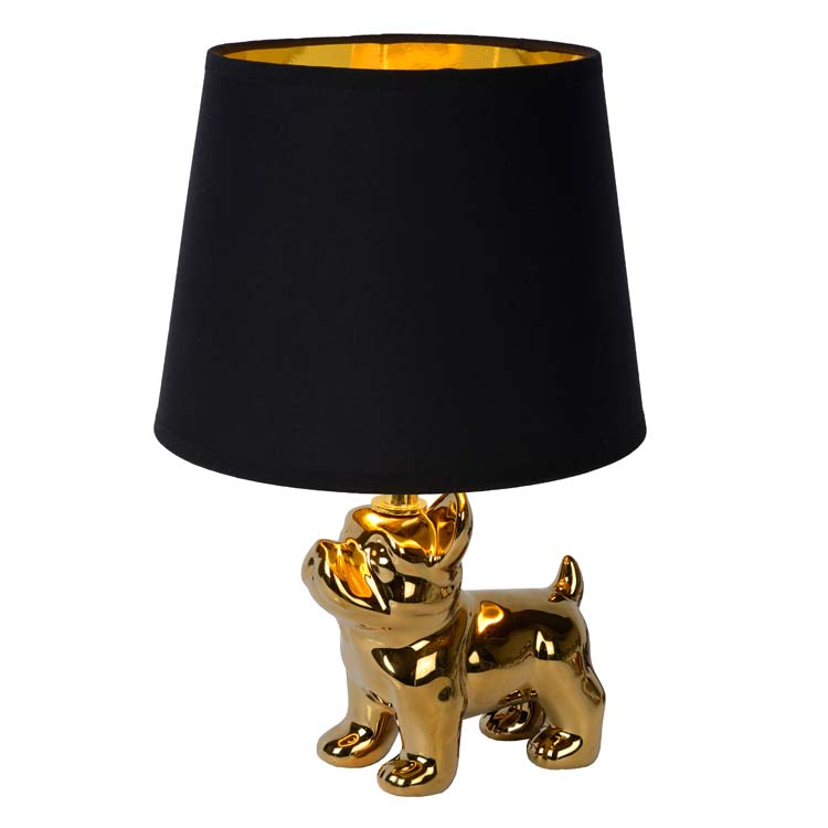 Lampe de table chien - doré/noir - 21x21x31,5cm - E14 - 35W