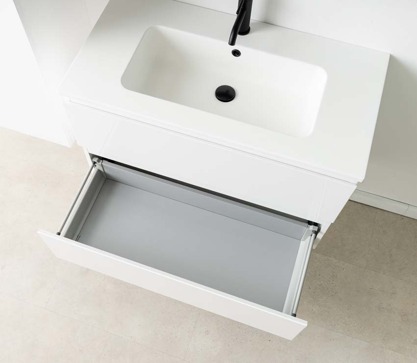 Meuble de salle de bain Tibo blanc 900 mm lavabo blanc mat