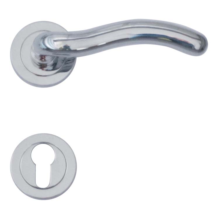 Poignée de porte latina chrome rosace cylindre