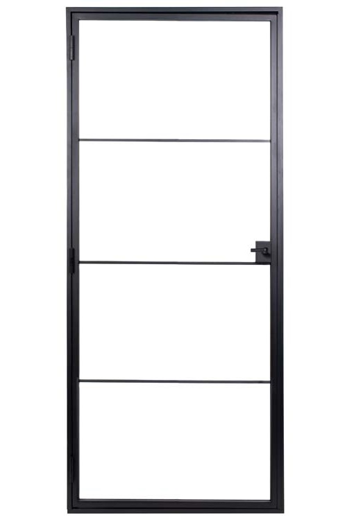 Porte intérieure simple en acier Black Glamour noir 4V poussant à droite sur mesure