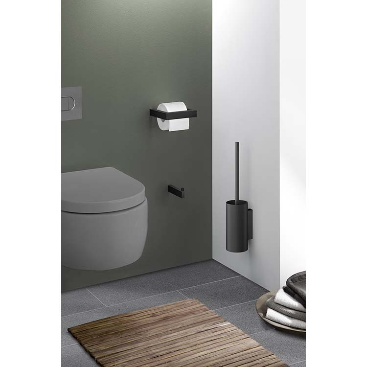 Balayette WC Linea noire D8.9 cm H44 cm acier inoxydable