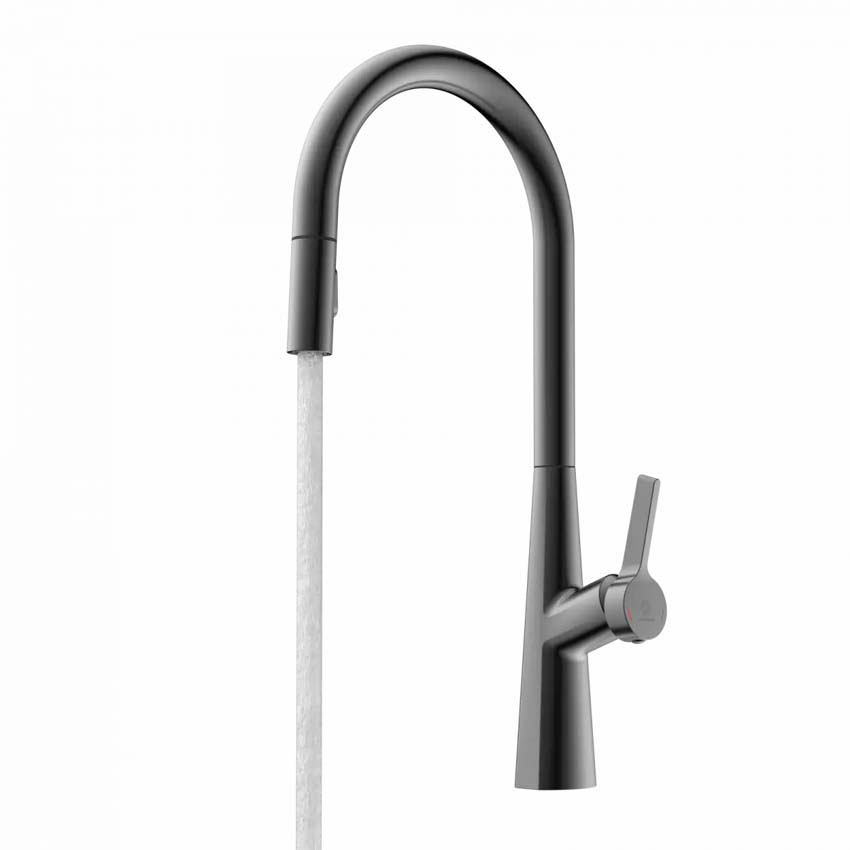 Robinet de cuisine Wasserwerk WK 9 Sphere graphite mat avec bec extractible