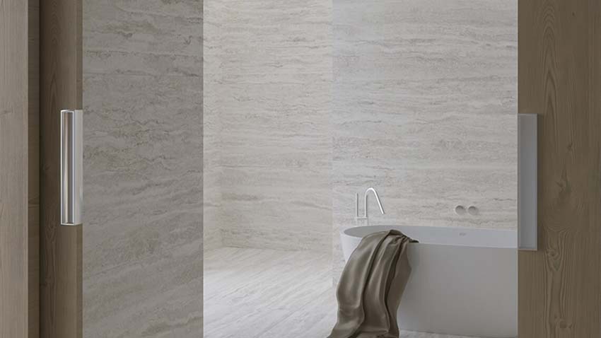 Carrelage de sol et mural Travertino Bianco gris 60x120 cm