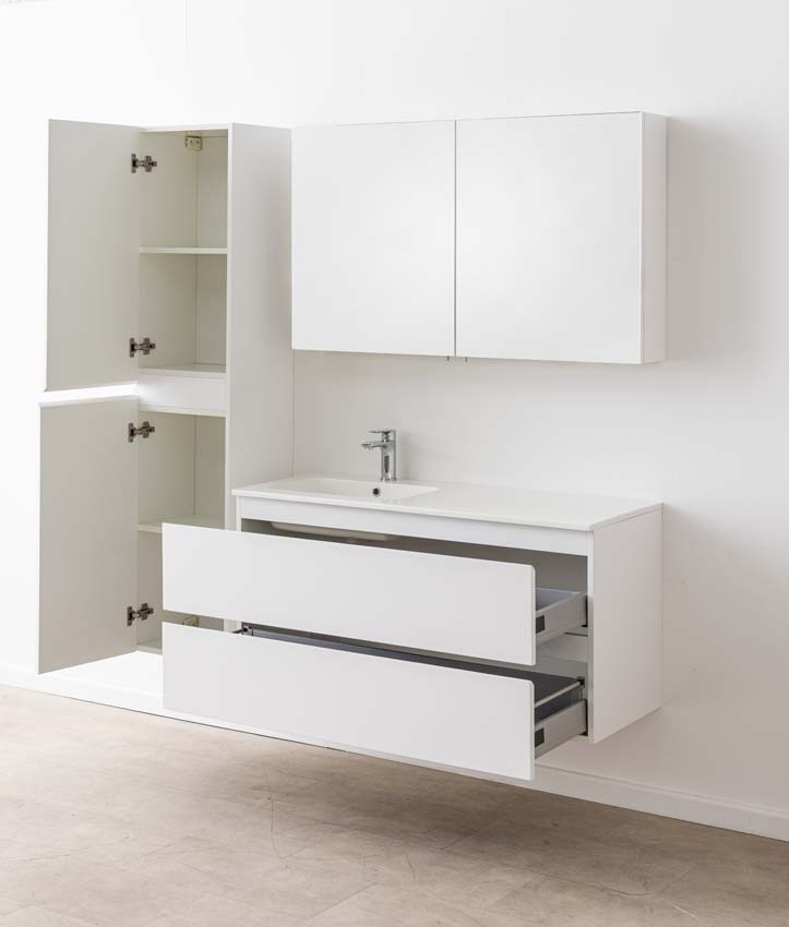Badkamermeubel Tibo wit met enkele wastafel glanzend wit 120cm