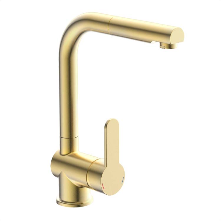 Robinet de cuisine Levi or mat avec bec extractible