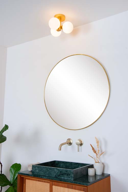 Plafonnier Salle de bains - Ø 28 cm - 3xG9 - IP44 - Or Mat / Laiton