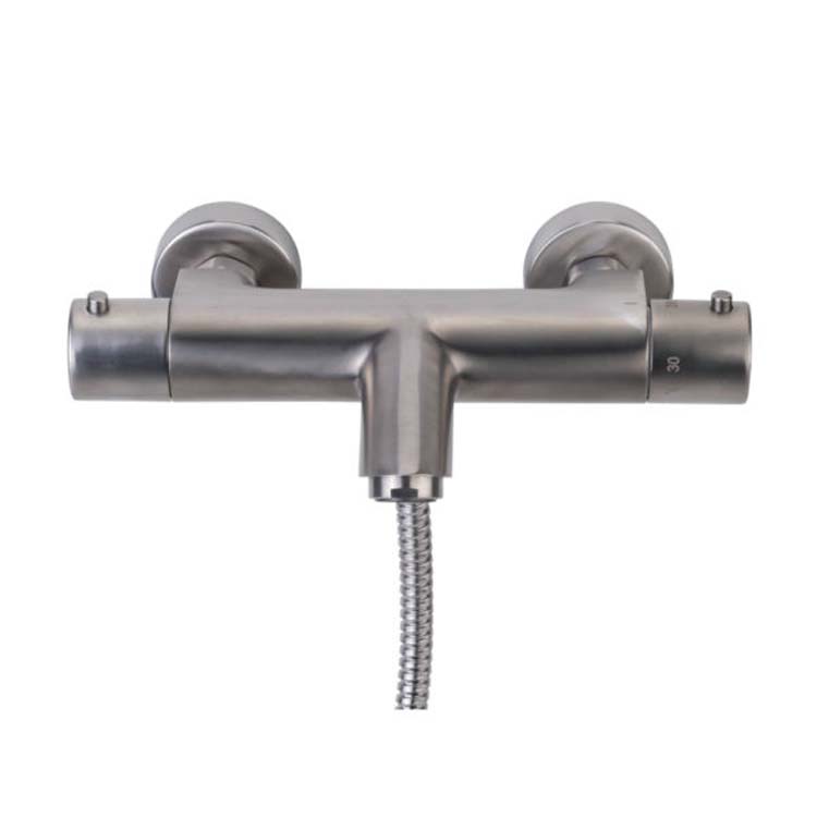 Badkraan New Country thermostatisch geborsteld nikkel