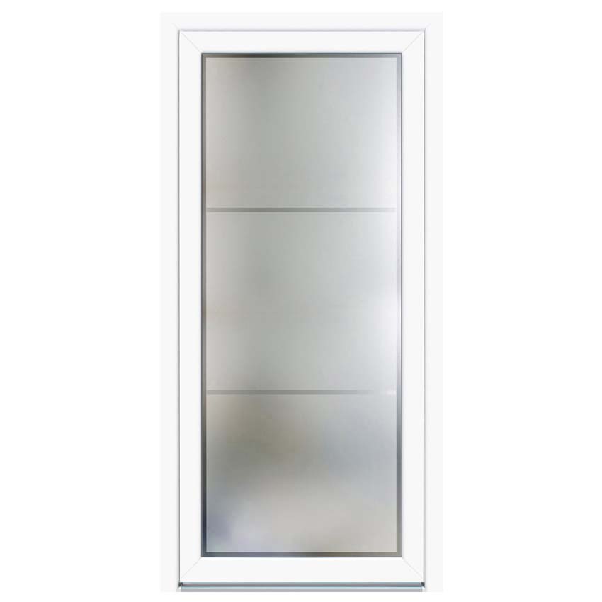 Buitendeur 2 klare lijnen PVC mat glas wit 980x2180mm linkstrekkend