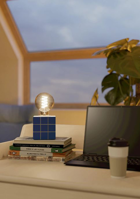 Lampe de table - bleu - 9x9x9cm - dimmable - E27 - 1x60W
