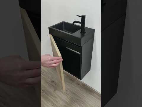 Toiletmeubel Dotan zwart/eik 400 mm wast mat zwart Toiletmeubel Dotan zwart/eik 400 mm wast mat zwart