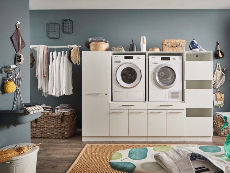 Meuble pour buanderie Decowash set 16 blanc 235x67,5x162cm