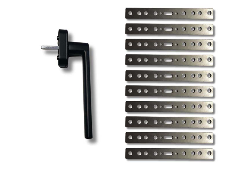 Toebehoren compleet schuiframen pvc zwart