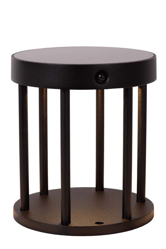 Borne extérieur Solar Eon - noir - Ø16cm - 1x2W - 2850K/3150K - IP54 - détecteur jour/nuit