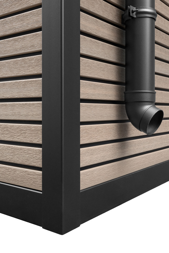 Abri de jardin Yasmine en bois composite stone grey/sandstone 290x290cm double porte