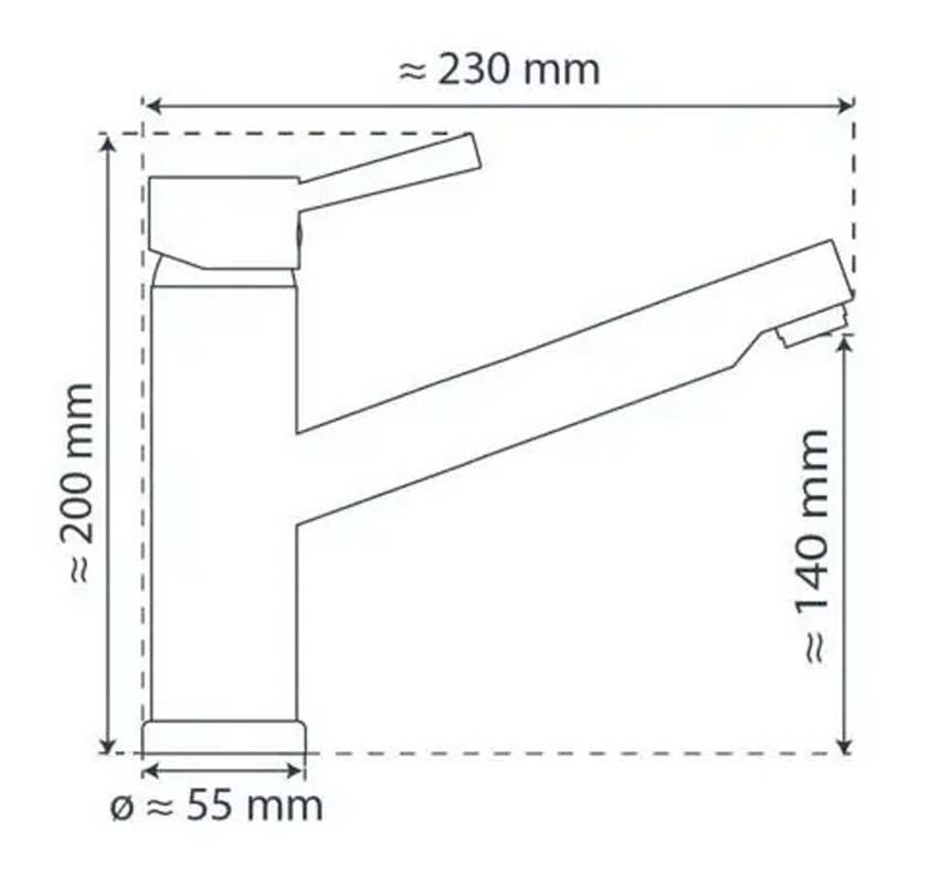 Keukenkraan Unai inox-look met uittrekbare uitloop