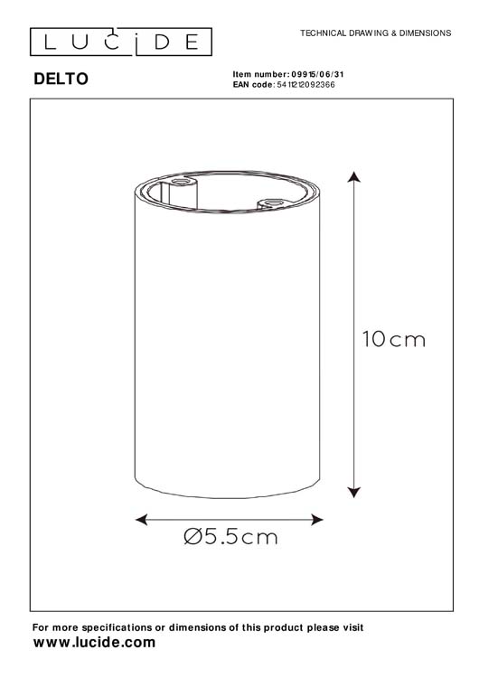 Plafondspot enkel - Ø 5,5 cm - LED - Dim to warm - GU10 - 5W 3000K/2200K - Wit