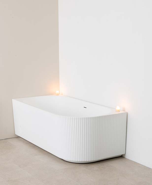 Baignoire d'angle Chris mat blanc nervurée gauche 170x80cm