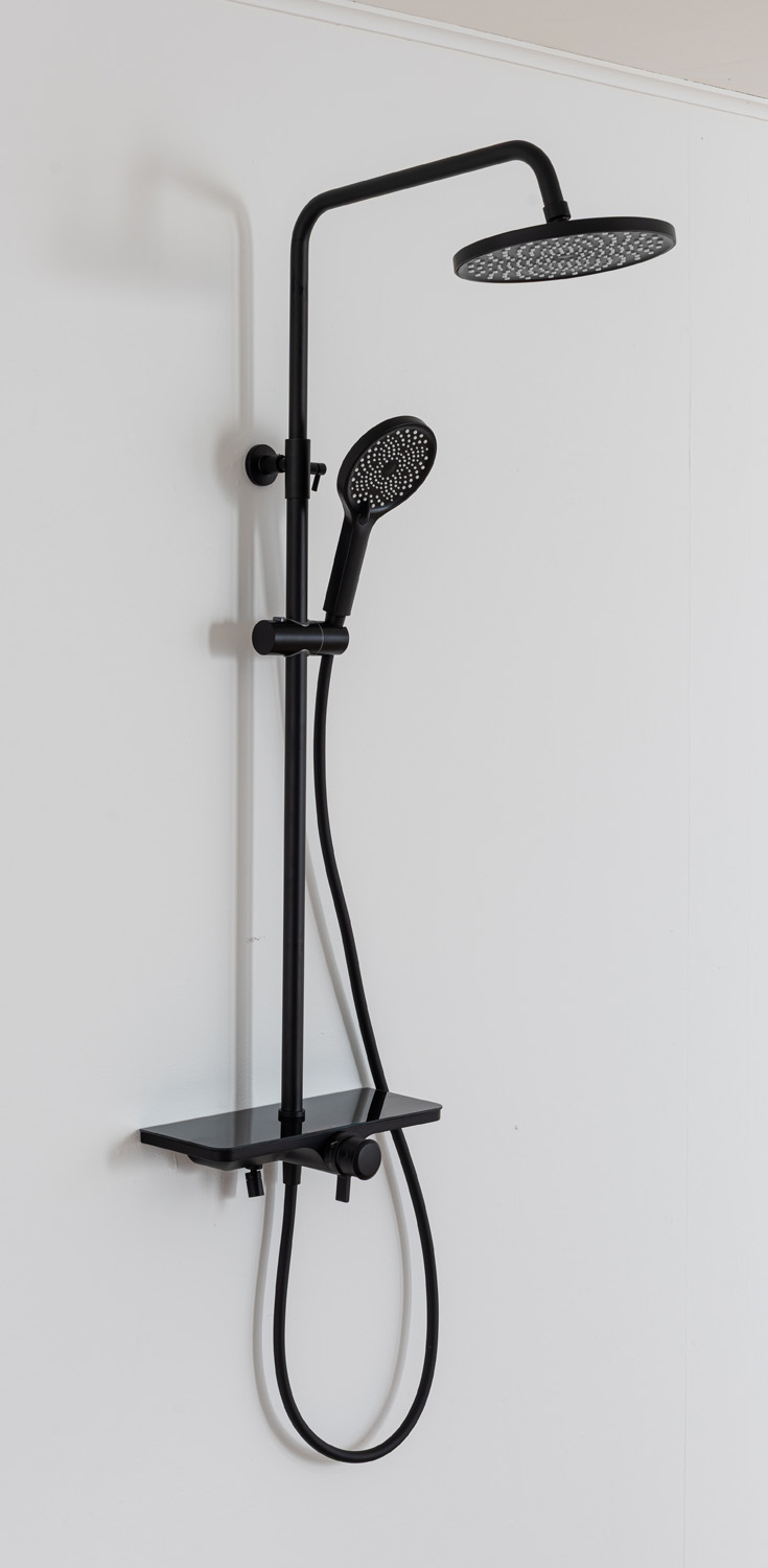Bad- en doucheset Vicente thermostatisch mat zwart