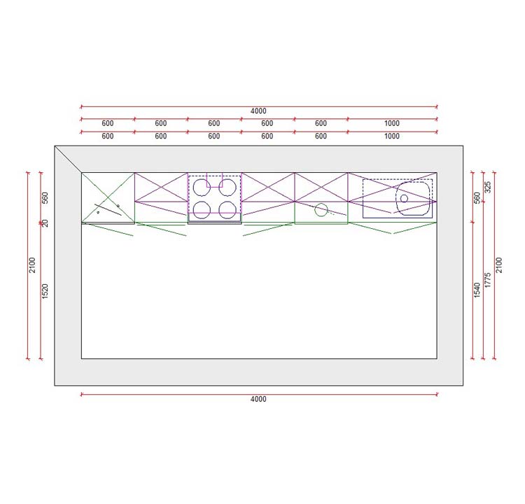 Cuisine bloc 8 premium - 400cm porte cadre - sans appareils