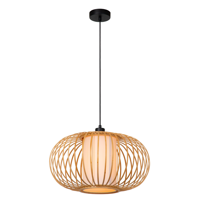 Lucide Essential Thuline - Suspension - Ø45cm - 1xE27 - Bois clair