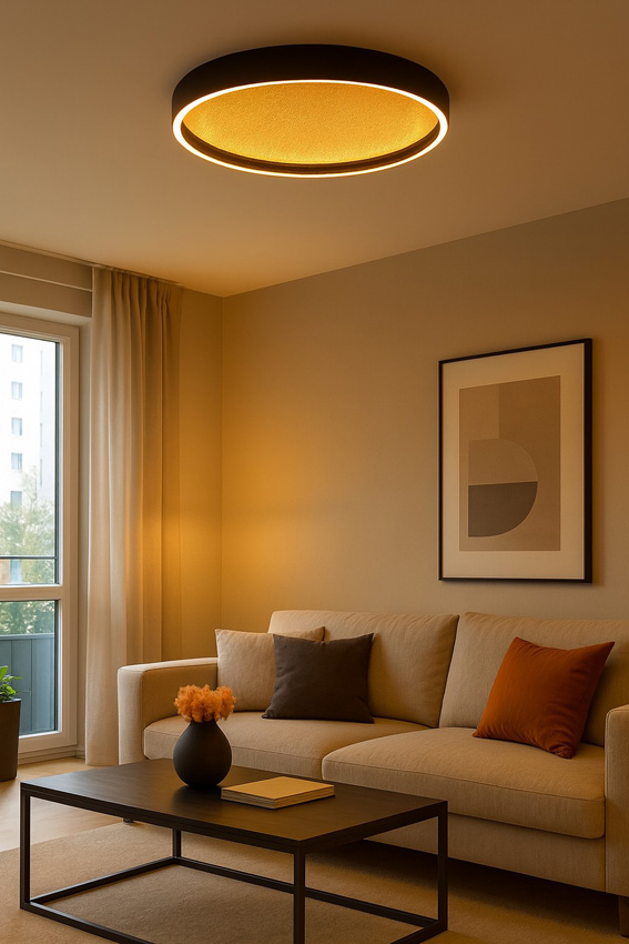 Plafonnier - noir/doré - Ø60cm - dimmable - LED - 1x60W - 3000K