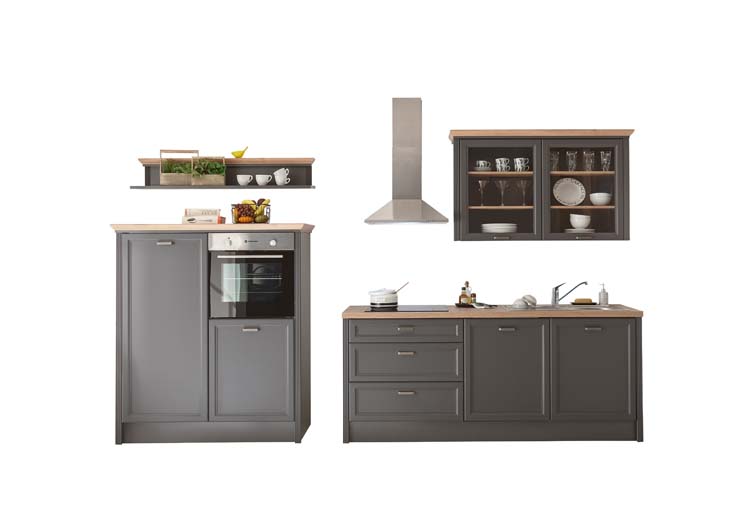 Keuken 344cm - Victoria - landelijk grafiet - zonder toestellen