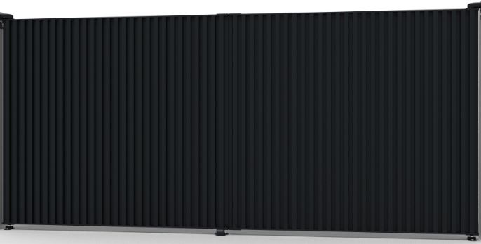 Portail battant double Line Up aluminium noir 350x175cm - fermé avec lames verticales, quincaillerie incluse