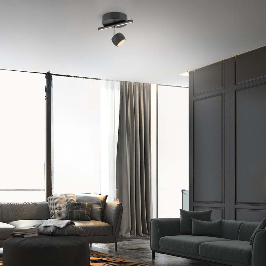 Spot plafond - noir - 13x20cm - dimmable - 3,2W - 3000K