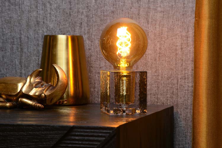 Tafellamp - fumé - 7,6x7,6x8,4cm - E27 - 40W