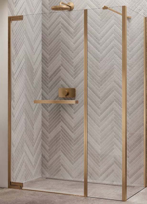 Douchedraaideur met vast deel Novellini goud 137-140cm