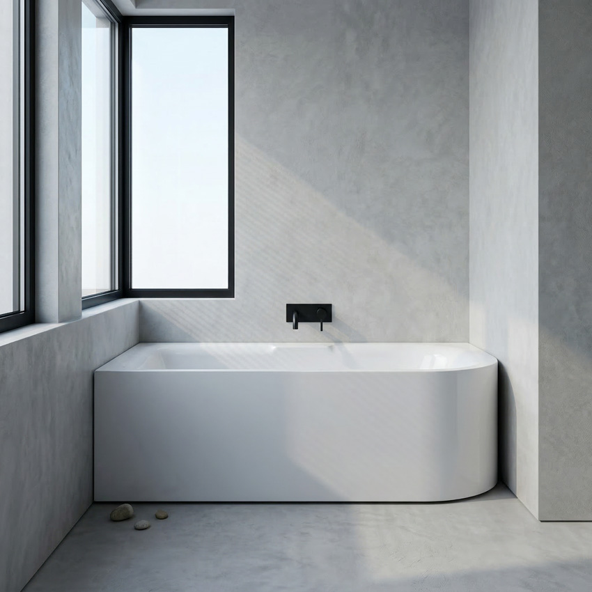 Hoekbad Hilde glanzend wit links 170x78cm