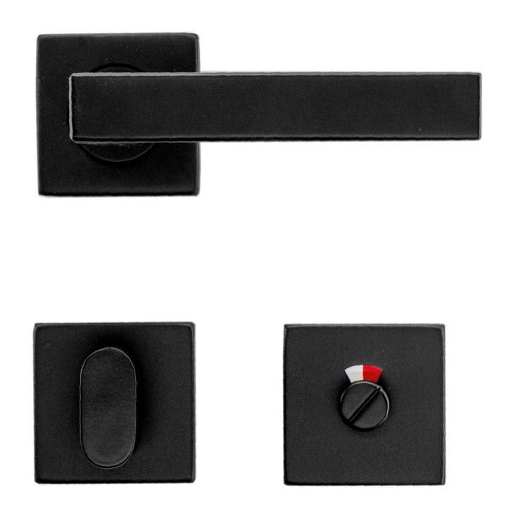 Poignée de porte trani noir avec serrure toilette