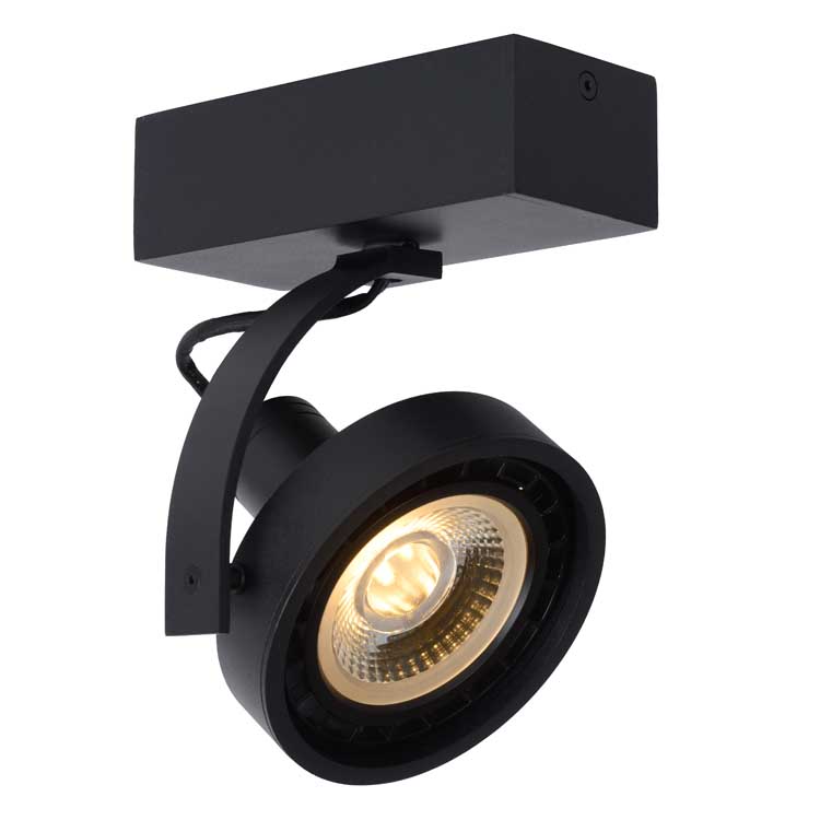 Lucide DORIAN - Spot plafond - LED Dim to warm - GU10 - 1x12W 3000K/2200K - Noir