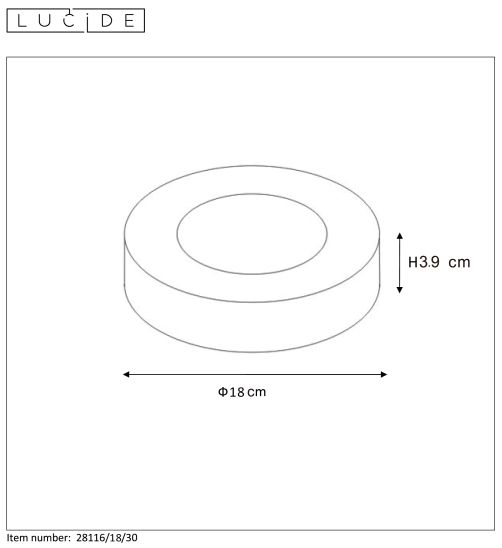 BRICE-LED Plafonnier Dimmable 11W Ø17.5cm IP44 Noi