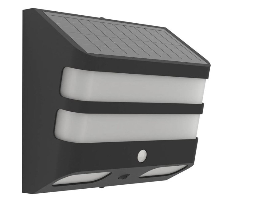 Applique murale - noir - 12x8x20cm - LED - 1x6,5W - 4000K - Solaire avec détecteur de mouvement