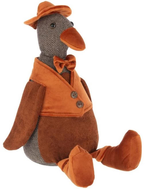 Cale-porte canard assis polyester brun rouille 17x27x37cm