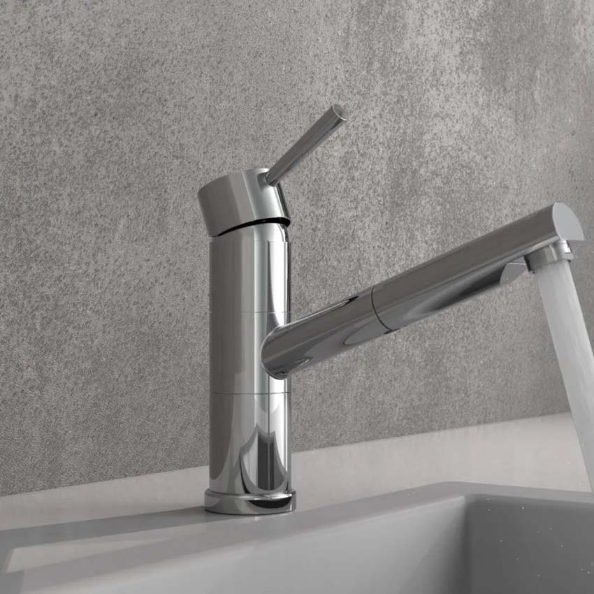 Keukenkraan Unai chroom met uittrekbare uitloop