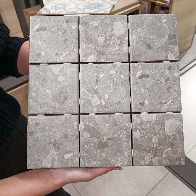 Wandtegel op net Terrazzo grijs 30 x 40 cm