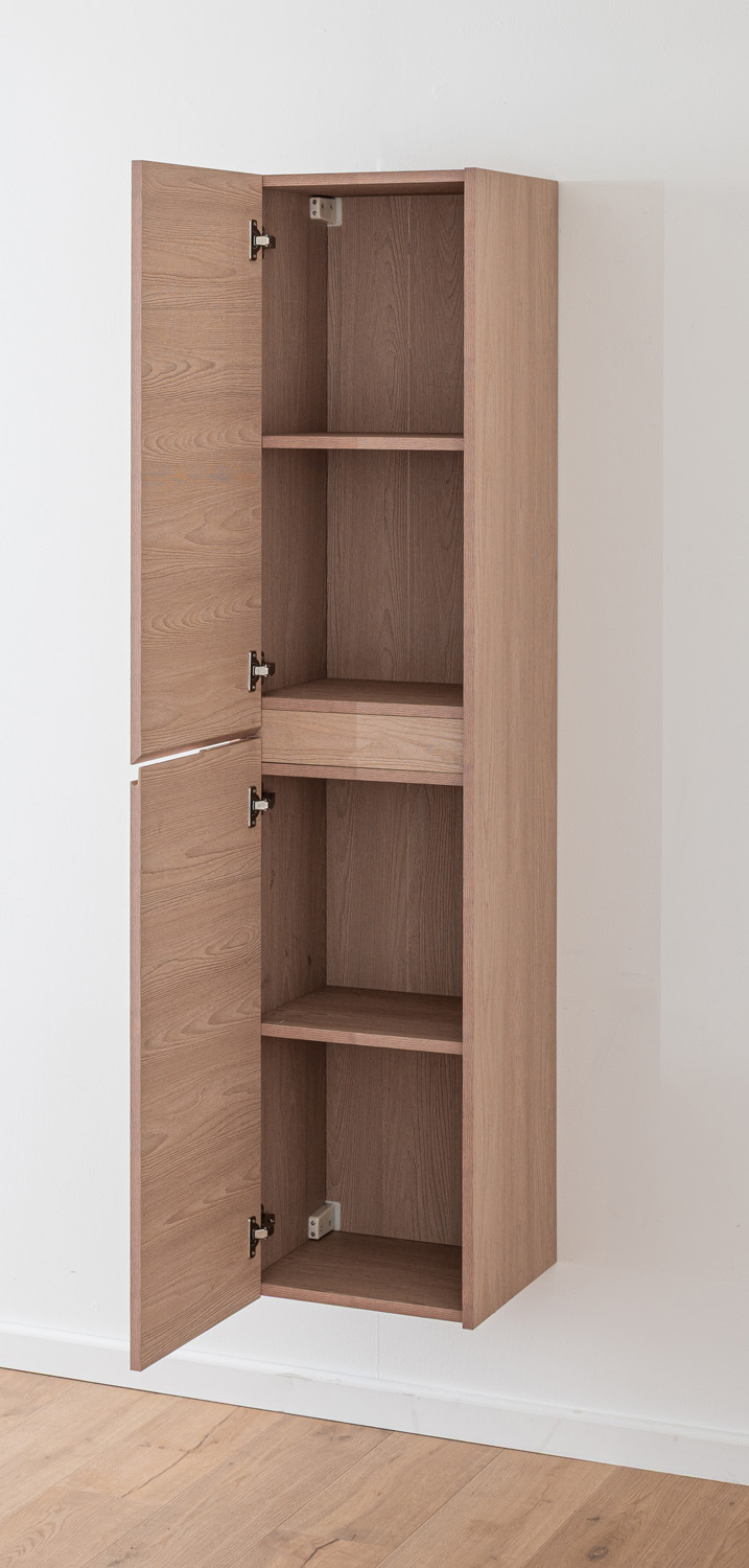 Armoire colonne Tiago sans poignée Nordic oak suspendue 170x40x35cm
