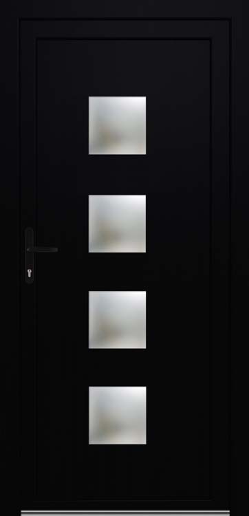 Buitendeur 4 vierkanten PVC zwart/wit linkstrekkend op maat