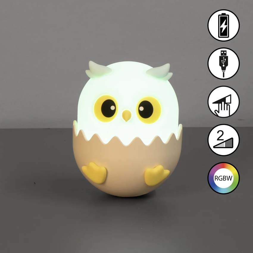 Tafellamp Uiltje - Blauw - 11,5x9,5x12cm - Dimbaar - LED - 1x0,4W - RGB 3000K - met batterij en timer