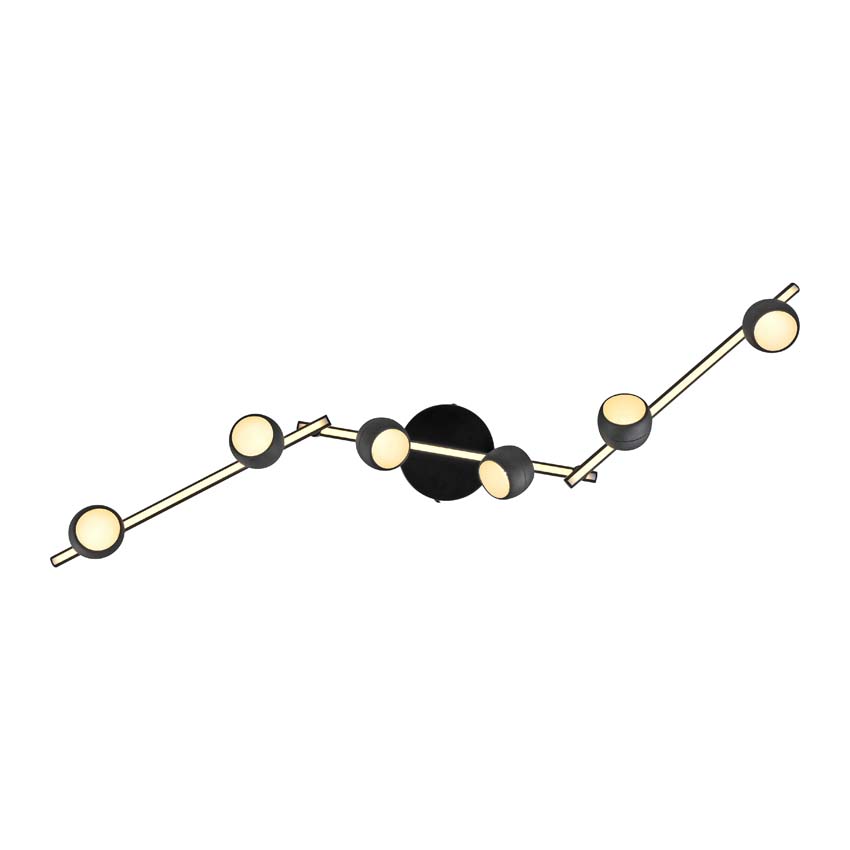 Spot plafond - noir - 40,5-111cm - dimbaar - 6x5,53W - 3000K