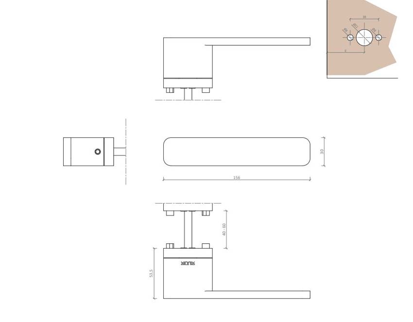 Poignée de porte Xinnix 001 en aluminium anodisé blanc kit complet rosaces non comprises