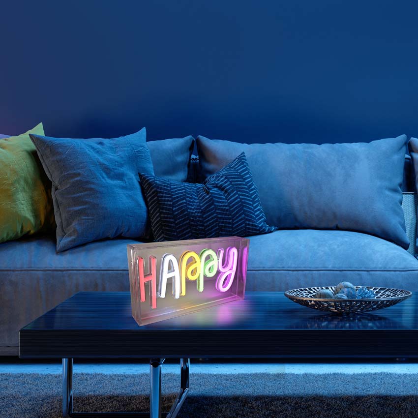 Lampe de table Neon Happy - multicolore - 23x4x12,7cm - LED - 1x6,5W - USB