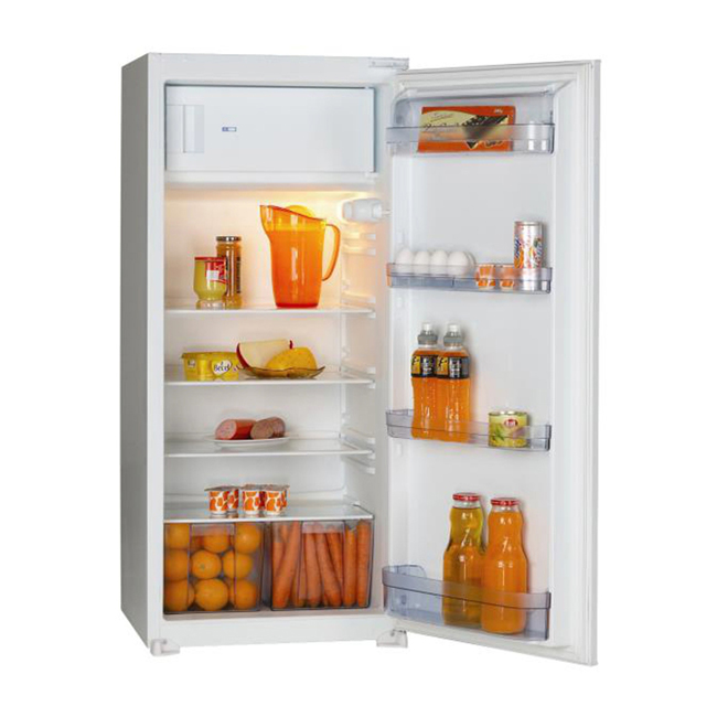 Keuken grijs/wit 320cm - met toestellen - vitrokeramische kookplaat en zwarte wanddampkap