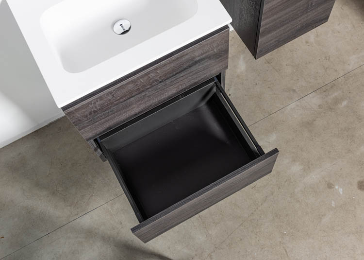Meuble de salle de bain Dotan chêne foncé 600 mm lavabo brillant