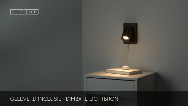 Lucide NIGEL - Spot mural - GU10 - 1x5W - Point rechargement USB - Noir