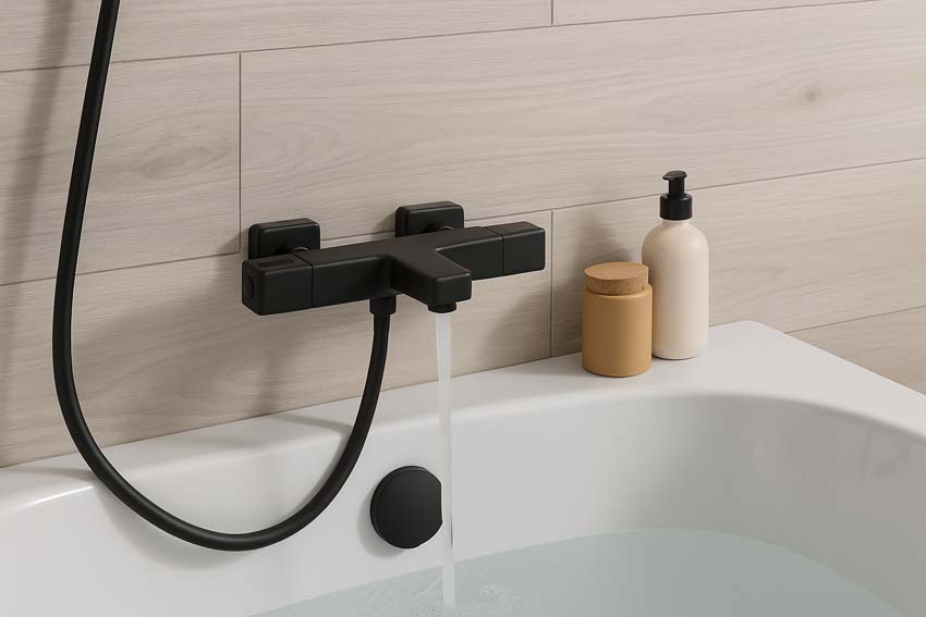 Bad-douchekraan thermostatisch Hazel met cooltouch mat zwart