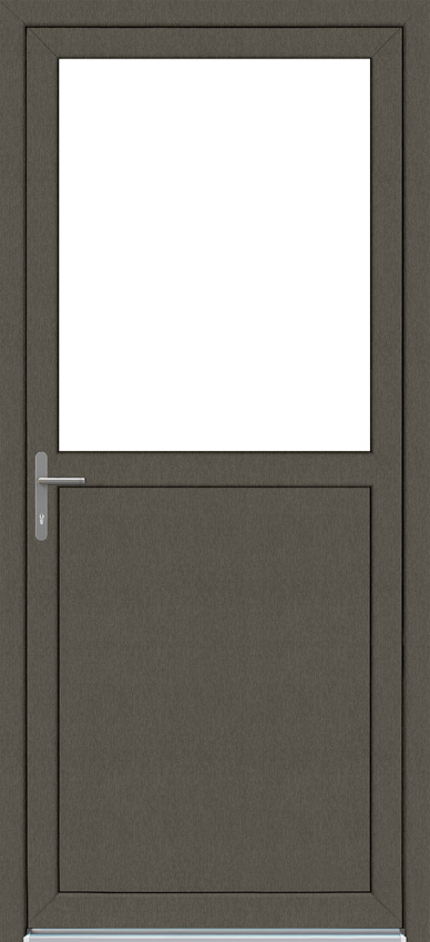Buitendeur halfglas PVC helder glas kwartsgrijs/wit linkstrekkend op maat